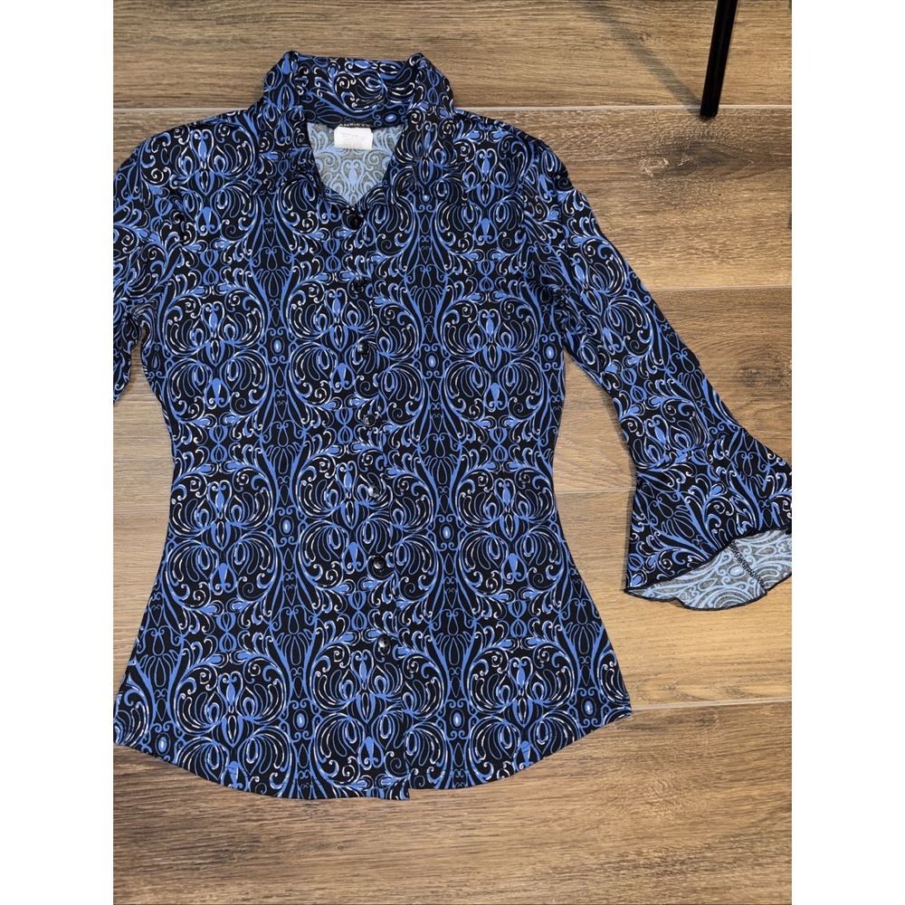 Vintage Anxiety Cafe Bell Sleeves Blouse Womens Medium Y2K Peekaboo Top Shirt